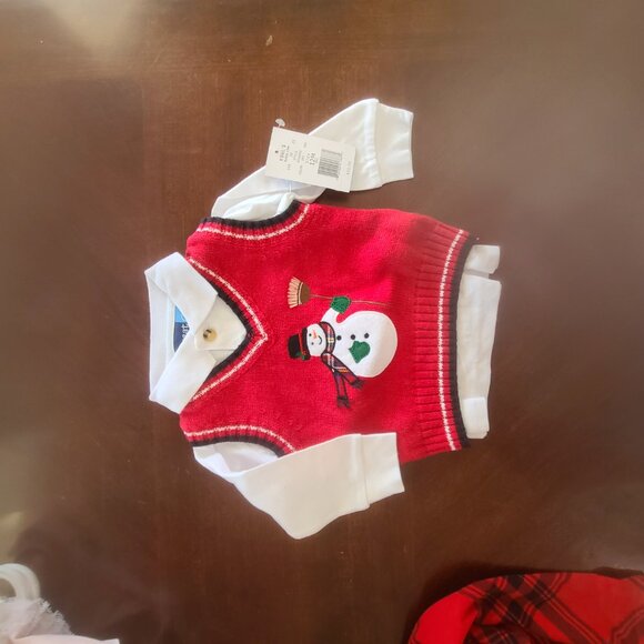 Great Guy Sweater Vest Set – Baby Boy, Snowman, Holiday Outfit, 12M, 3pc, NWT - Picture 3 of 8